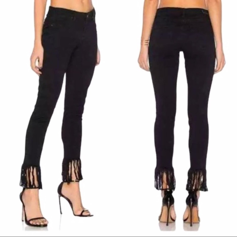 Blank NYC Black Fringe Ankle Jeans